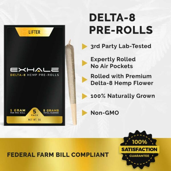 delta-8 pre-rolls federal farm bill compliant 3rd party tested 100% naturally grown non-gmo