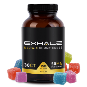 exhale d8 gummies 1500mg with spilled cubes