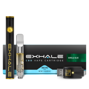 Exhale Wellness CBD Vape Cartridges 400mg with battery Gorilla Glue