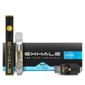 Exhale Wellness CBD Vape Cartridges 400mg with battery Sour Diesel