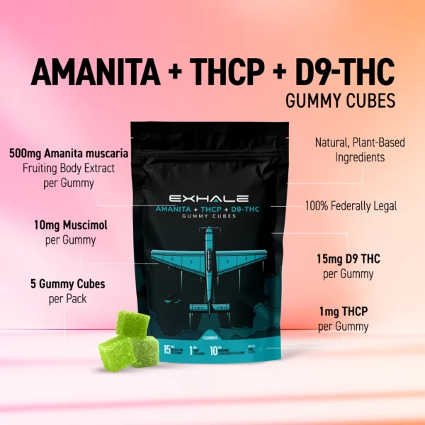 Amanita + D9 + THCP - Exhale Wellness Amanita D9 THCP Cube 50mg Front