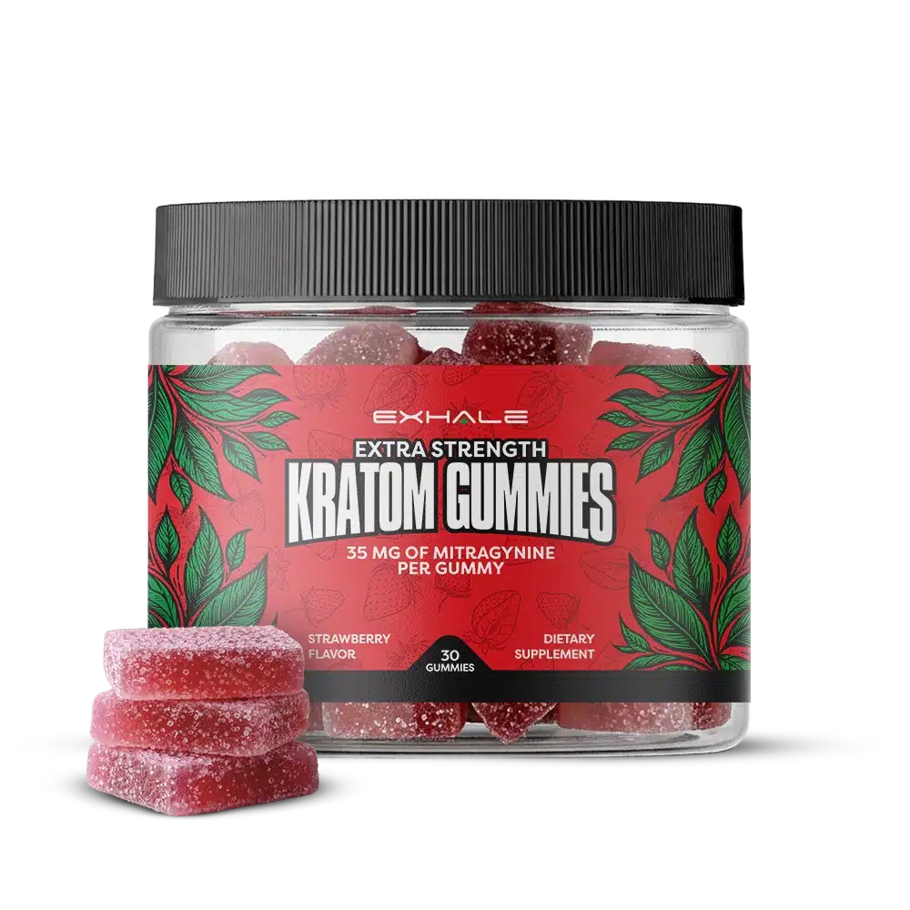 Exhale Wellness extra strength strawberry kratom gummies
